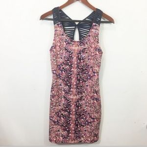 NWOT Free People XS navy floral body con dress